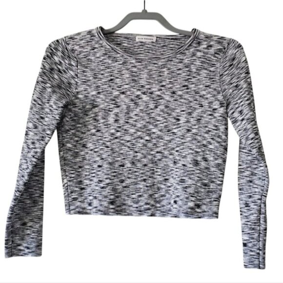 Club Monaco Compression Crop Space Dyed Spandex Stretch Half Sleeve Top S - Picture 2 of 7
